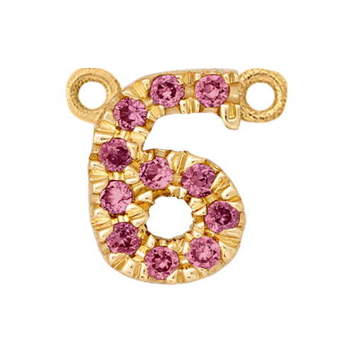 Pink Sapphire + 14k Yellow Gold Number Charm - Image 7