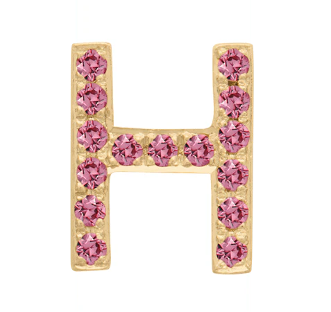 Yellow Gold, Pink Sapphire Letter Bead - Image 10