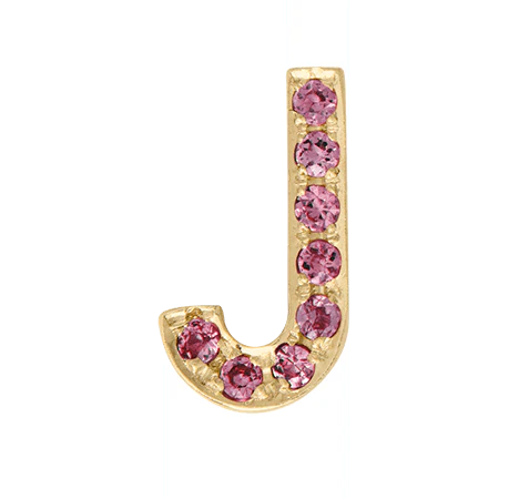 Yellow Gold, Pink Sapphire Letter Bead - Image 12