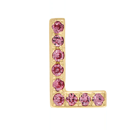 Yellow Gold, Pink Sapphire Letter Bead - Image 14