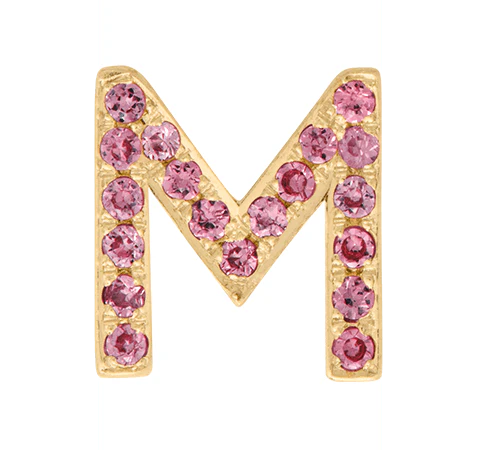 Yellow Gold, Pink Sapphire Letter Bead - Image 15