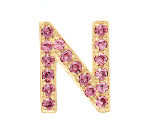 Yellow Gold, Pink Sapphire Letter Bead - Image 16
