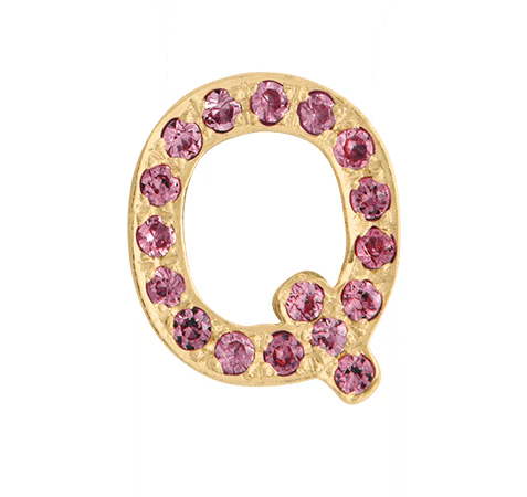 Yellow Gold, Pink Sapphire Letter Bead - Image 19