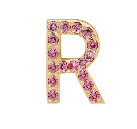 Yellow Gold, Pink Sapphire Letter Bead - Image 20