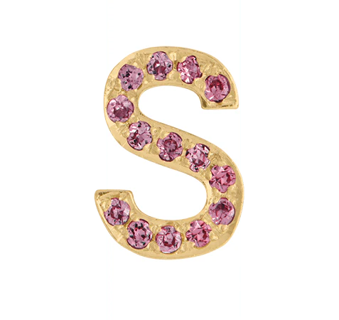 Yellow Gold, Pink Sapphire Letter Bead - Image 21