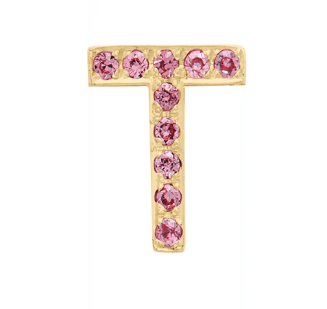 Yellow Gold, Pink Sapphire Letter Bead - Image 22