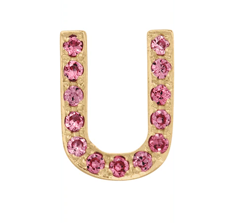 Yellow Gold, Pink Sapphire Letter Bead - Image 23