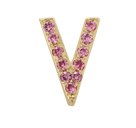 Yellow Gold, Pink Sapphire Letter Bead - Image 24