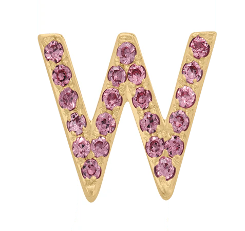 Yellow Gold, Pink Sapphire Letter Bead - Image 25