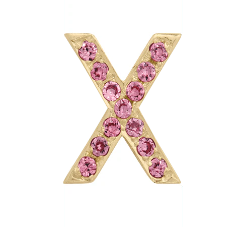 Yellow Gold, Pink Sapphire Letter Bead - Image 26