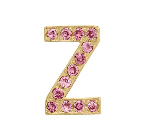 Yellow Gold, Pink Sapphire Letter Bead - Image 27