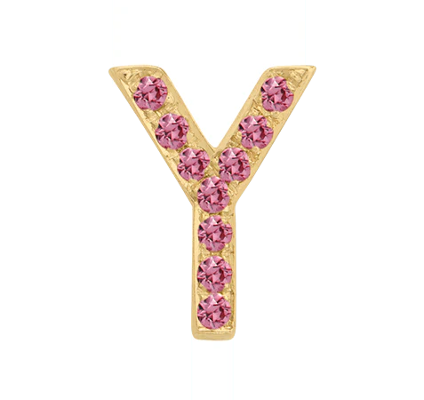Yellow Gold, Pink Sapphire Letter Bead - Image 28