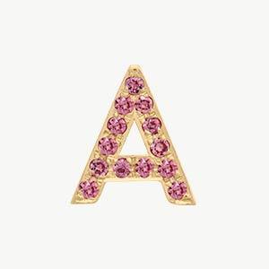 Yellow Gold, Pink Sapphire Letter Bead - Image 29