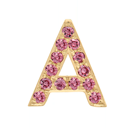 Yellow Gold, Pink Sapphire Letter Bead - Image 3