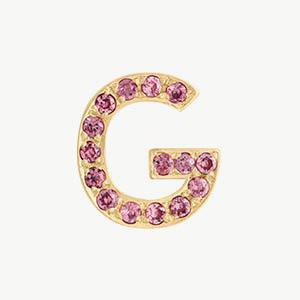 Yellow Gold, Pink Sapphire Letter Bead - Image 35