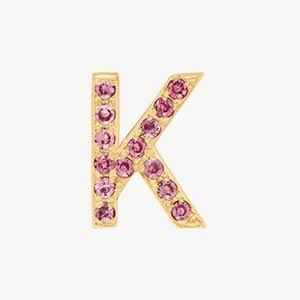 Yellow Gold, Pink Sapphire Letter Bead - Image 39