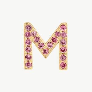 Yellow Gold, Pink Sapphire Letter Bead - Image 41