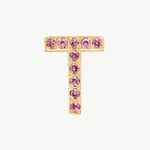 Yellow Gold, Pink Sapphire Letter Bead - Image 48