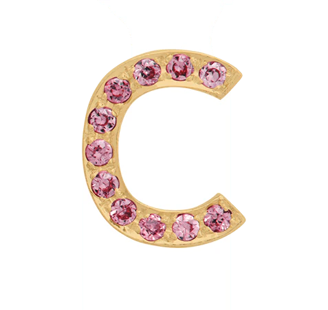 Yellow Gold, Pink Sapphire Letter Bead - Image 5