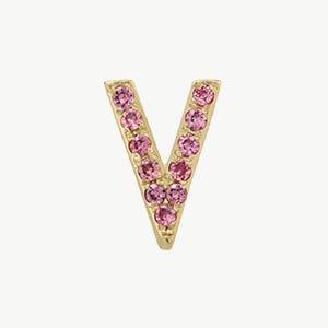Yellow Gold, Pink Sapphire Letter Bead - Image 50