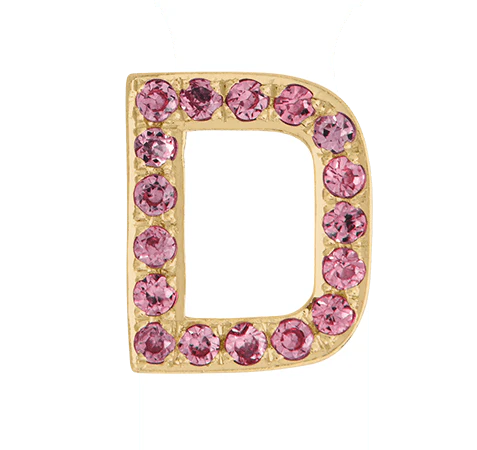 Yellow Gold, Pink Sapphire Letter Bead - Image 6