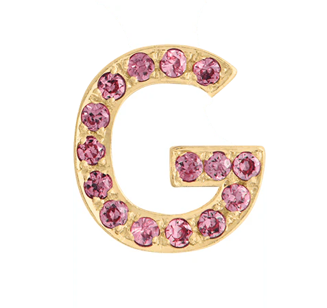 Yellow Gold, Pink Sapphire Letter Bead - Image 9