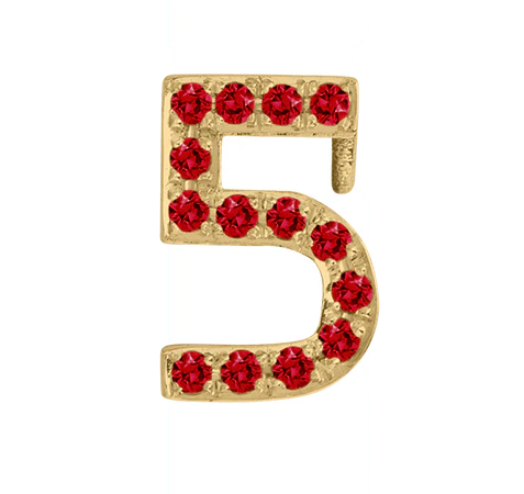 Yellow Gold, Ruby Number Bead - Image 8