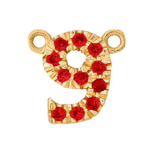Ruby + 14k Yellow Gold Number Charm - Image 10