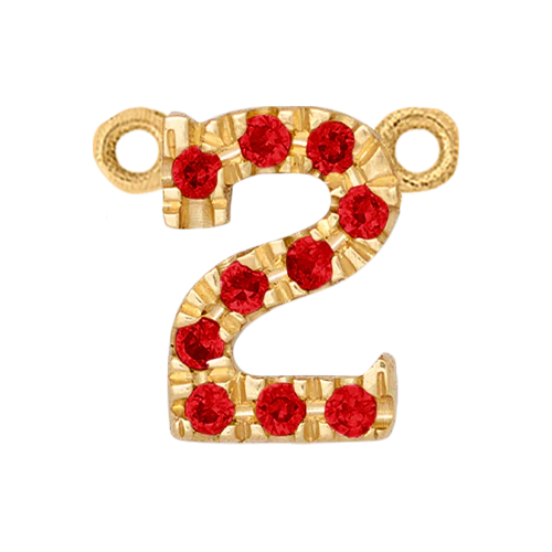 Ruby + 14k Yellow Gold Number Charm - Image 3
