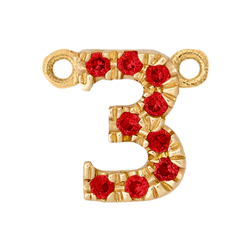 Ruby + 14k Yellow Gold Number Charm - Image 4