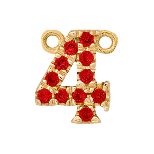 Ruby + 14k Yellow Gold Number Charm - Image 5