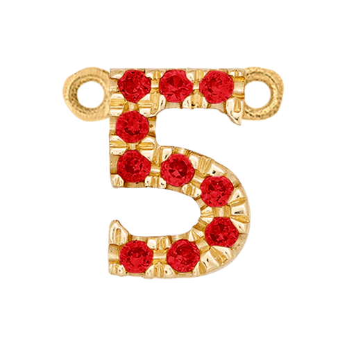 Ruby + 14k Yellow Gold Number Charm - Image 6