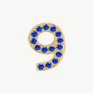 Yellow Gold, Blue Sapphire Number Bead - Image 11