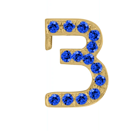 Yellow Gold, Blue Sapphire Number Bead - Image 15