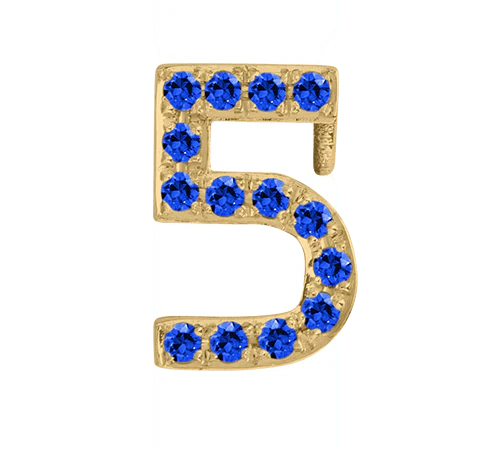 Yellow Gold, Blue Sapphire Number Bead - Image 17
