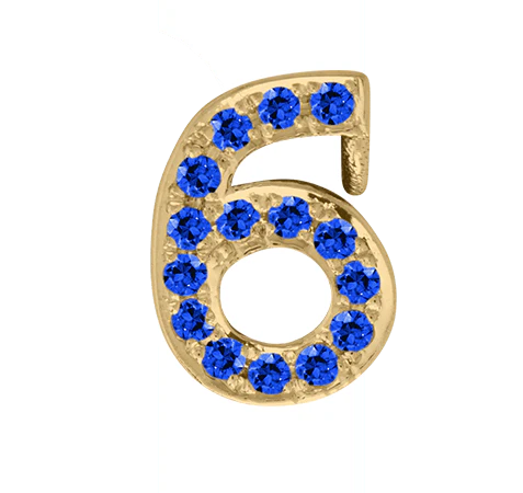 Yellow Gold, Blue Sapphire Number Bead - Image 18