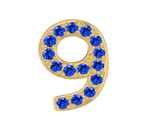 Yellow Gold, Blue Sapphire Number Bead - Image 21