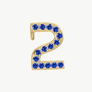 Yellow Gold, Blue Sapphire Number Bead - Image 4