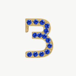Yellow Gold, Blue Sapphire Number Bead - Image 5