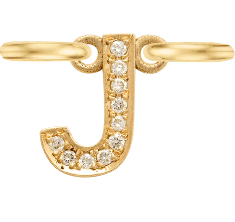 Yellow Gold, White Diamond Letter - Image 12