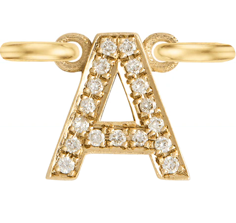 Yellow Gold, White Diamond Letter - Image 3