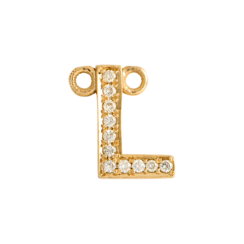 White Diamond + 14k Yellow Gold Letter Charm - Image 14