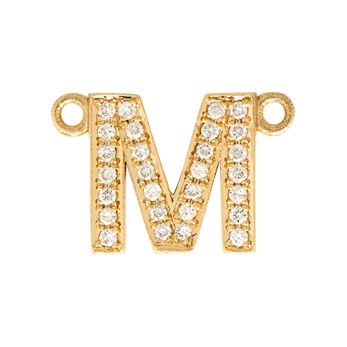 White Diamond + 14k Yellow Gold Letter Charm - Image 15