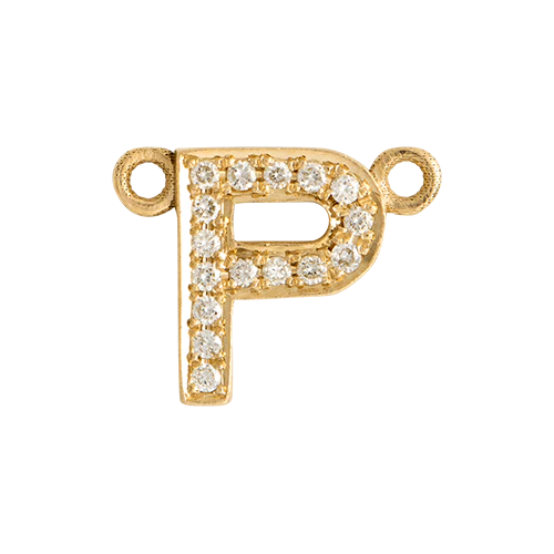 White Diamond + 14k Yellow Gold Letter Charm - Image 18