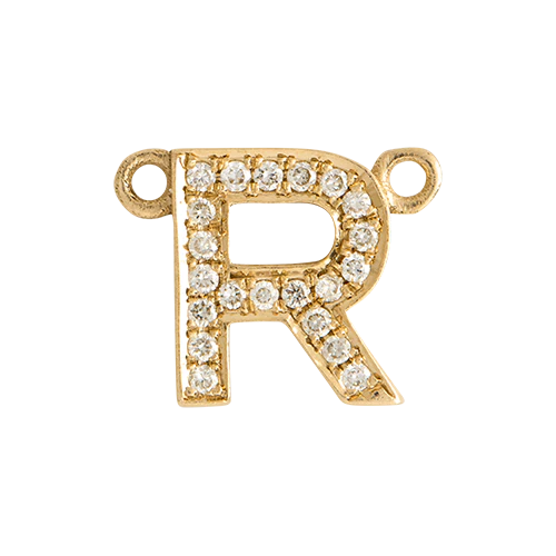 White Diamond + 14k Yellow Gold Letter Charm - Image 20