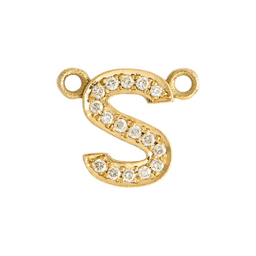 White Diamond + 14k Yellow Gold Letter Charm - Image 21
