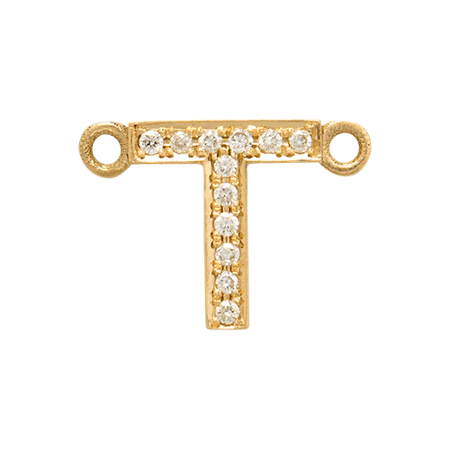 White Diamond + 14k Yellow Gold Letter Charm - Image 22