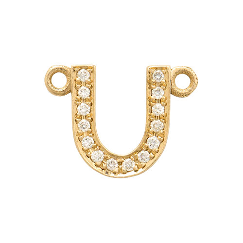 White Diamond + 14k Yellow Gold Letter Charm - Image 23