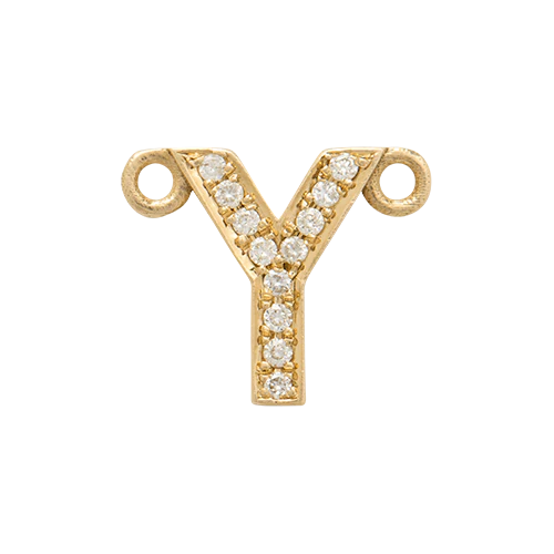 White Diamond + 14k Yellow Gold Letter Charm - Image 27