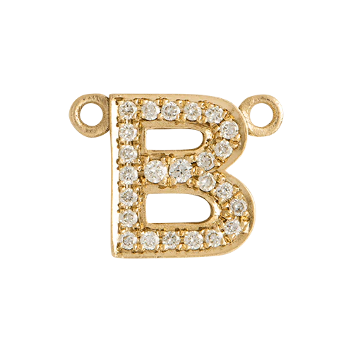 White Diamond + 14k Yellow Gold Letter Charm - Image 3